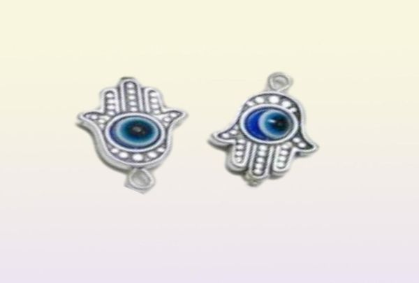 100 pezzi Hamsa Hand Evil Eye Kabbalah Luck Charms Ciondolo per gioielli che producono bracciale 19x12mm276k8246799