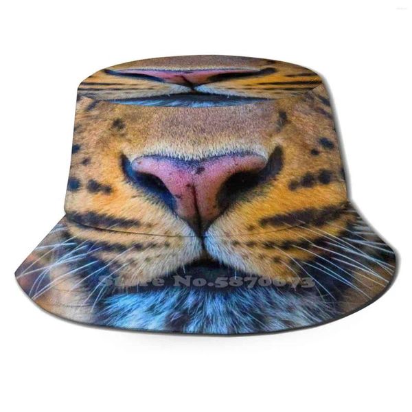 Baskenmützen schön (digital verstärkt) Unisex Fisherman Hats Eimer lustiger Tiger Süßes Katzen weiß braun pelzig