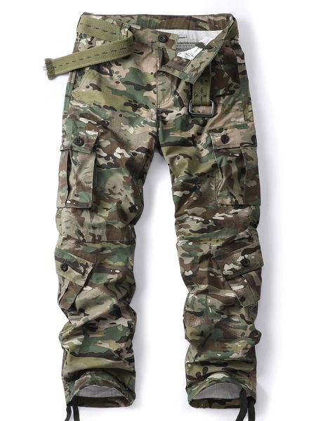 Akarmy Herren Casual Cargo Hosen Militärarmee Camo Hosen Kampfarbeitshose mit 8 Taschenno -Gürtel 240329