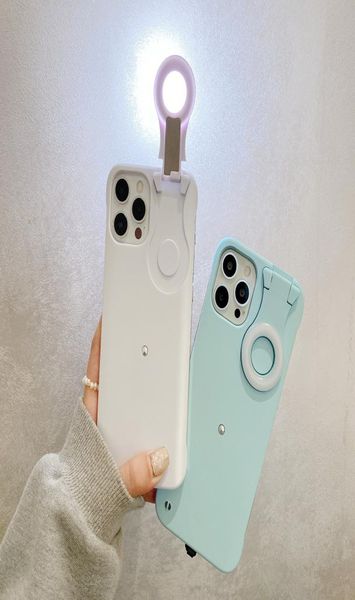 Casos de telefone celular, anel selfie embutido iluminação para iPhone 13 12 11 Pro máximo xs xr x se LED luminoso lanterna lanterna traseira capa7596863