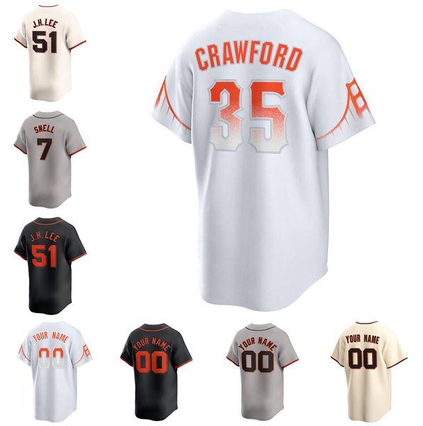 Maglie da baseball personalizzate Brandon Crawford Jung Hoo Lee Buster Posey Away Jersey Men Women Youth S-6XL