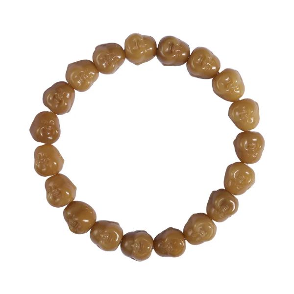 Pela verde Bodhi Raiz escultura sorridente Maitreya Breads Bracelete de círculo único Bodhi Bodhi Men e feminino Jóias de brincadeira literária