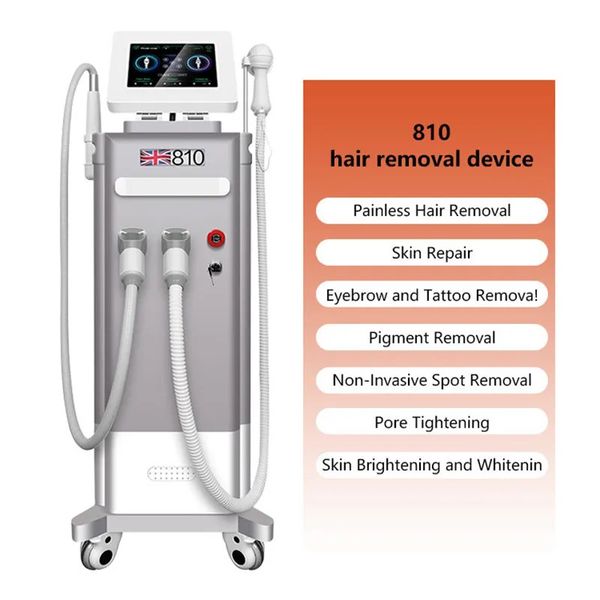 Uso da clínica Remoção de cabelo Máquina de máquina Diodo Diodo Equipamento de beleza Multifuncional 2 Handles Remoção de cabelo Remoção de tatuagem Para iluminar a máquina Teard Machine