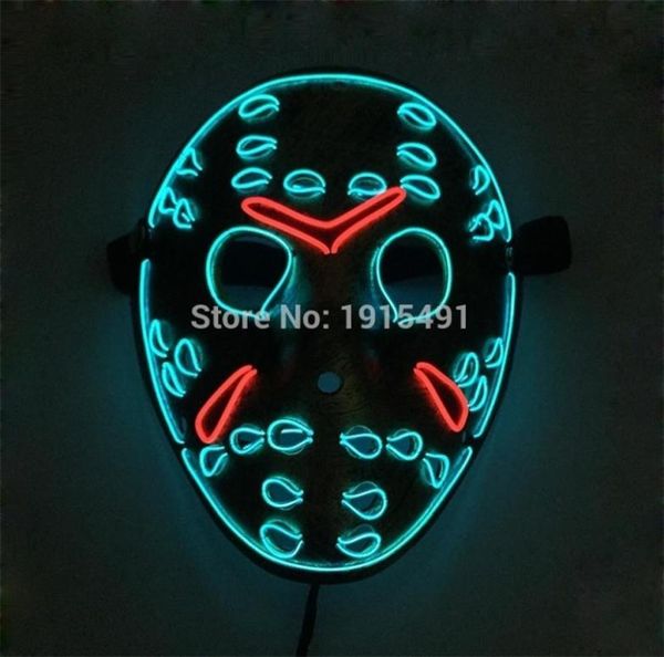 Venerdì 13 il capitolo finale LED Light Up Figure Mask Musica Active El Fluorescent Horror Mask Hockey Party Lights T2009072512106