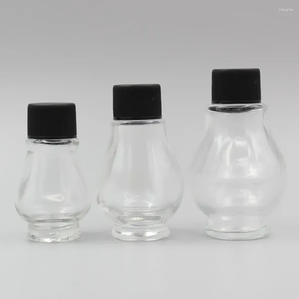Bottiglie di stoccaggio bottiglia cosmetica 10 ml di vetro trasparente vuoto con copertura nera all'ingrosso