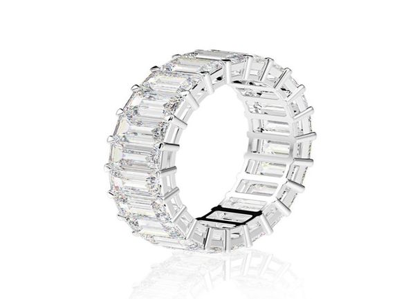 Eternity Emerald Cut Lab Diamond Ring 925 Sterling Silver Engagement Fedi nuziali per donne Gioielli Gioielli2574412
