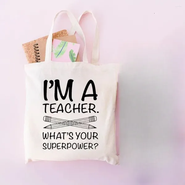 Сумки для покупок, я являюсь учителем, печатная сумка, мода, большая емкость с днем для учителей монет