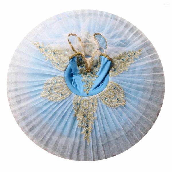 Bühnenbekleidung blaues Ballett Tutu Rock Swan Lake Tanz Kostüm Pancake Girls Klassische Treuhandkleid für Kinder