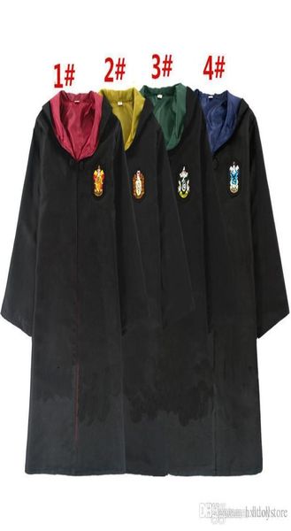 HT Robe Cloak Cape Cosplay Kostüm Kinder Erwachsene Unisex Gryffindor School Uniform Kleidung Slytherin Hufflepuff Ravenclaw 4 Colors4599722