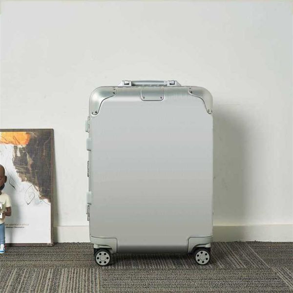 Chic Trolley Koffer Mode Travelling Case Freizeit Designer Gepäck Bord Aluminium Magnesium Legierung großer Kapazitäts Reisetasche 240115
