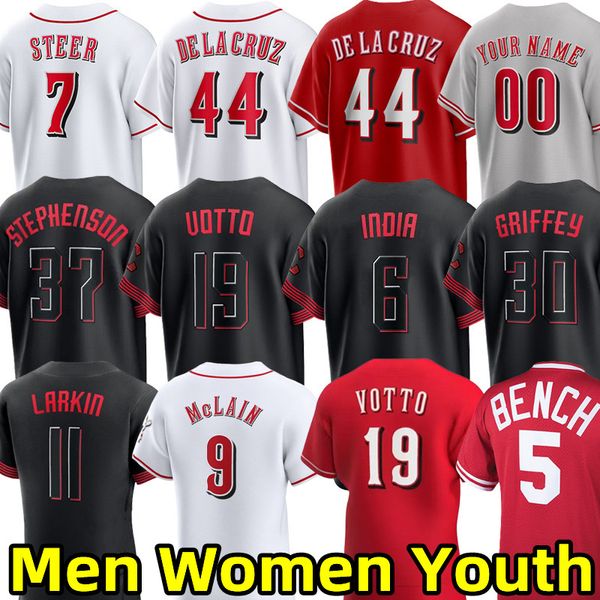 2024 benutzerdefinierte Baseballs für Männer Frauen Jugend Elly de la Cruz Spencer Steer Joey Votto Jonathan Indien Barry Larkin Tyler Stephenson Will Benson, Jake Fraley