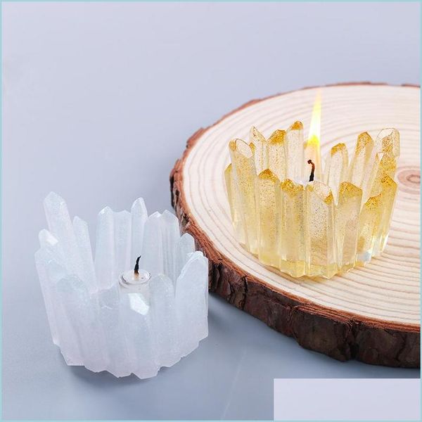 Moldes Tea Light Veller Holder Mold Sile Sile Shape Crystal Shape Epóxi CASTING PARA OSTURAS DIY Caixas de armazenamento de jóias Drop Drop Drop to Dhgarden dhtjo