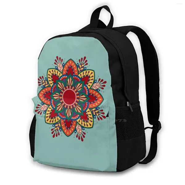 Backpack Beginnings |Mandala 2 Studio M Co de grande capacidade Laptop Sacos de viagem Pattern Pattern