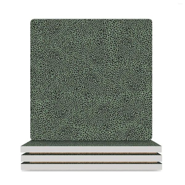 Tavolino tavolo motivi leopardo verde (verde/nero) sottobicchieri ceramici (quadrato) Cuoct di caffè set carini