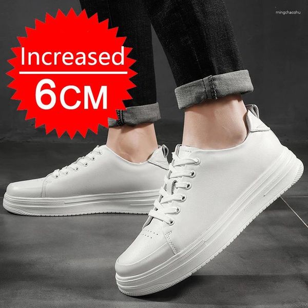 Freizeitschuhe Mann echter Lederaufzug 6 cm Lift Sneaker größer für Männer versteckte Heels Sport