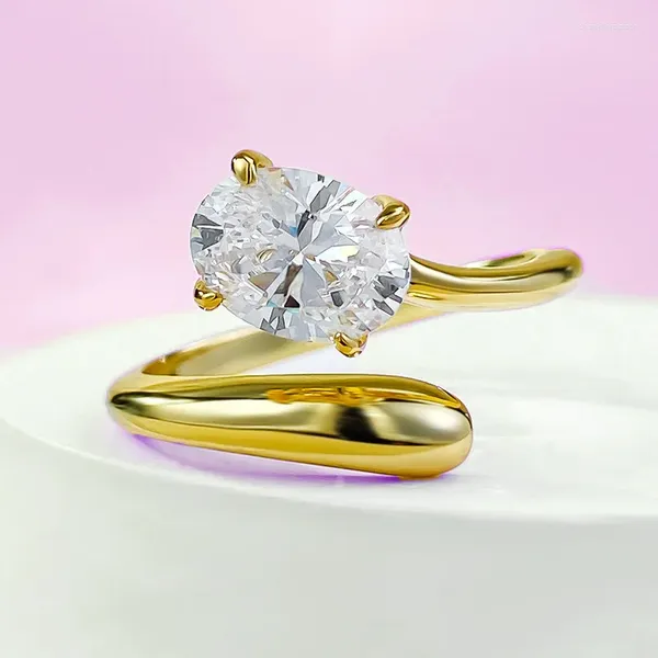 Cluster Rings 14k Gold Lab Diamond Ring Real 925 Серебряное серебряное обручальное кольцо для женщин для женщин обручальное обещание ювелирные изделия