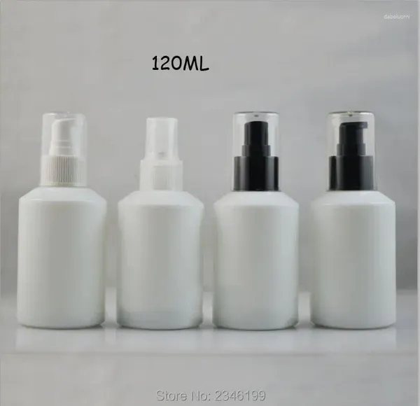 Bottiglie di stoccaggio 120 ml 8pcs/bottiglia di vetro bianca lozione con pompa lozione Elegante spray elegante chiaro pacchetto di emulsione della moda fai -da -te fai da te