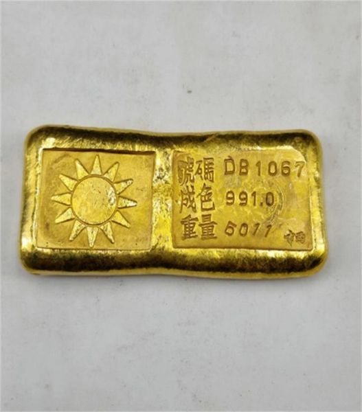 Sun 100 Brass Fake Fine Gold Bullion Bar Papel Peso 6Quot Polded Polded 9999 República da China Golden Bar Simulation3061653