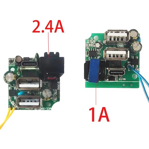 2.4A 1A Doppio USB USB Caricamento di potenza di potenza Circuito per il cellulare Dispositivo USB Type-C di ricarica Circuit Scheda