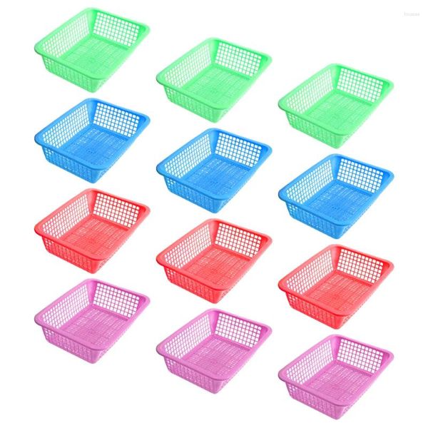 Retire os recipientes 12 PCs cestam o suporte de armazenamento em casa, cesta de fruta plástico recipiente criativo sala de cozinha de cozinha
