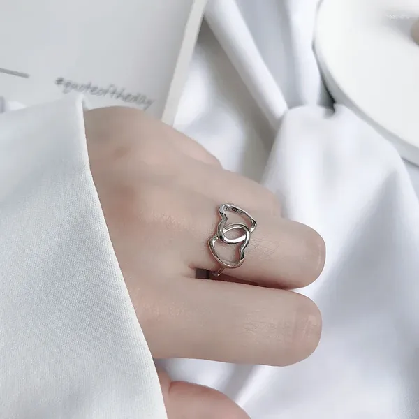 Clusterringe 925 Sterling Silver Double Heart Ring für Frauen - schick und einzigartiges Design