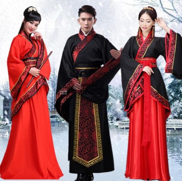 Hanfu National Chinese Dance Costume Men Ancient Cosplay Caso tradizionale cinese per donne abiti Hanfu Lady Stage Dress9655629