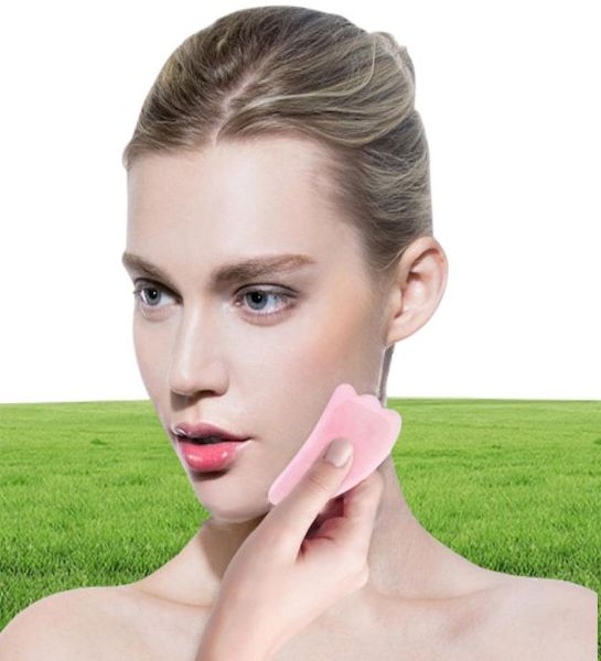 Натуральная розовая некрае гуашь -скребок для лица массажир для лица для лица Gua Sha Board Skin Face Relaking Clafic Eye Nece Thin Lift3914162