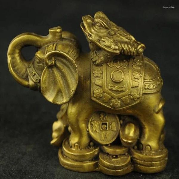 Fábrica de figuras decorativas Fábrica de bronze Pure Brass Antique Bela Chinese Riqueza Elefante e Escultura de Toad