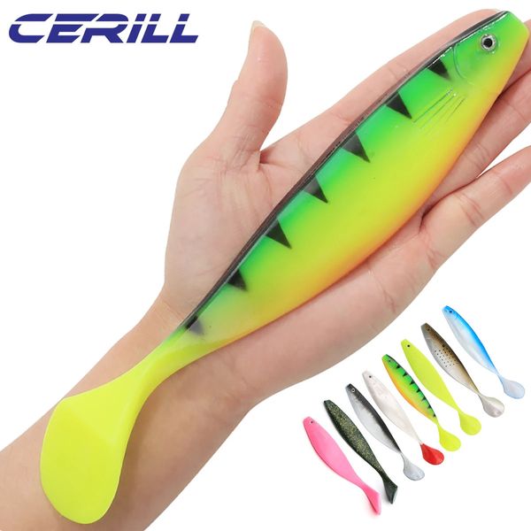 Cerill 1 Pc 235 cm Silikon Balıkçılık Cazibesi Kürek Tail Pike Büyük Gölgeli Bas Bas Tuzlu Su Jig Wobbler Swimbait Yapay Takım 240401