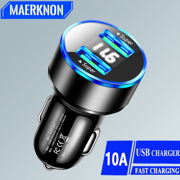 Caricatore auto Double USB 2 porte Super Fast Charging Digital Display Digital Mobile Telefono per iPhone Xiaomi Quick Charge in auto