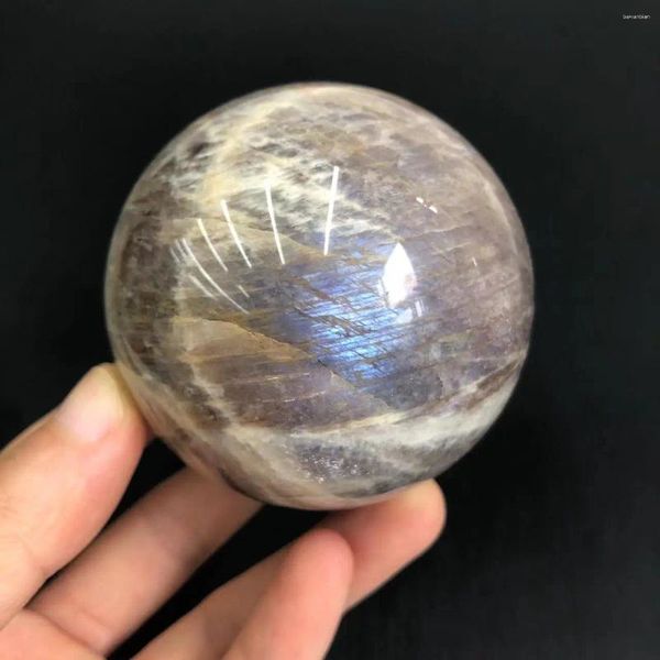 Dekorative Figuren 55-65 mm natürlicher grauer Mondlicht Ball Blitz Blauer Heilungsstein