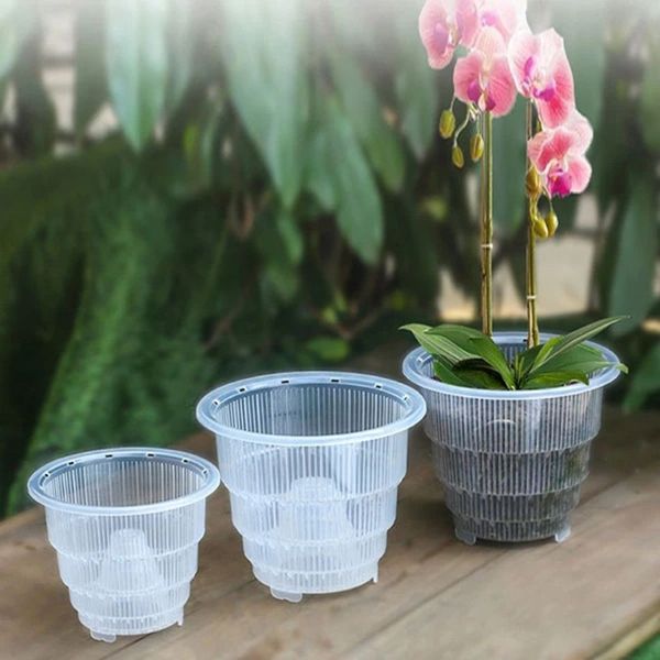 10 12 15 cm de orquídea clara vaso de flores plástico com fenda de orquídeas respiráveis vasos de flores plantadores de orquídeas respiráveis vasos artesanais 252t