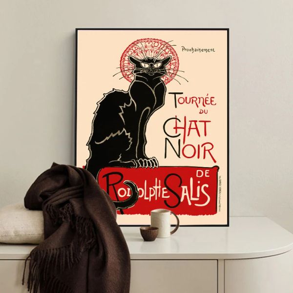 Torneiro vintage du chat noir le Reve Canvas pintando o gato preto Poster Print Wall Art Picture para sala de estar Decoração de casa Presente