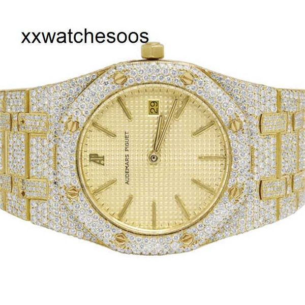 Top App Factory AP Automatic Watch Audempigues Royal Oak Offshore Ladies 33 mm 18k Gold Diamond Watch 16.75 Karat