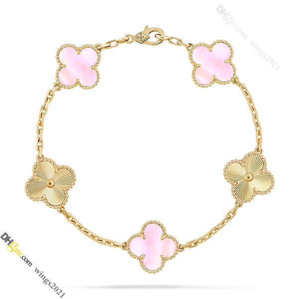 Van Clover Bracelet Laser Pattern Designer Bracelet para mulheres 18K Jóias de ouro titânio aço-ouro nunca desaparece não alérgico, ouro/prata/rosa, loja/21417581