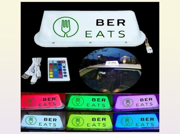 UB Eats Sign Sign Citches de carros sem fio Táxi Tapino Topper Lâmpada de luz LED brilhante para drivers3115132