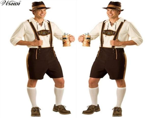 Oktoberfest Fostume Lederhosen Baviera Octartfest Festival Alemão Halloween para trajes de cerveja masculino PLUS TAMANHO M L XL 2XL298K2420268