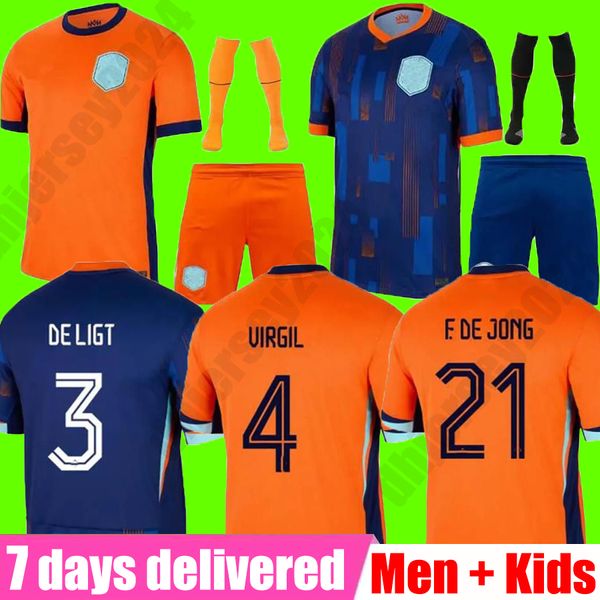 2024 Европейский кубок Нидерландов Футбол Джерси Мемфис де Йонг Вирджил де Лигт Гакпо Дамфрис Бергвиджн Клаассен фанаты игрок футбольный рубашка мужские детские наборы 24 25 домой в гостях.