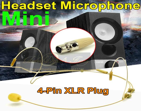 Hautfarbe Mini XLR TA4F 4 Pin -Anschluss -Stecker Headworn Headset Mikrofonohrhaken für drahtlose Bodypack -Sender7496179