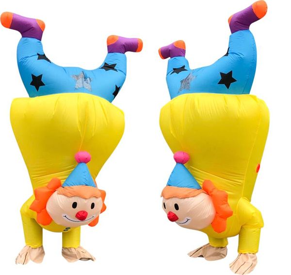 Blow Up Handstand Clown Inflable Costume Funny Halloween Mascotte Costumi per la festa per la festa di Natale per adulti Game5497560