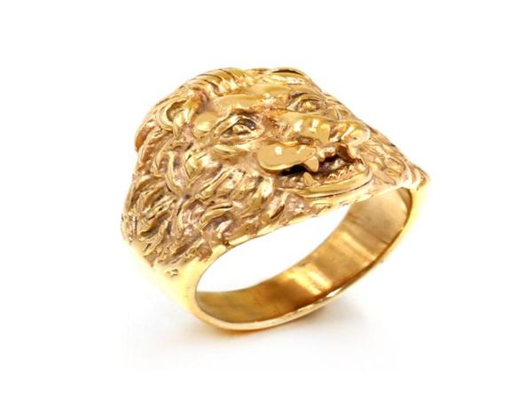 Мужская мода высококачественная животное каменное кольцо Men039s Lion Rings Rock Steel Rock Rock Rings Men Lion039s Голова золота Jewelr4965278