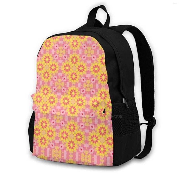 Padrões de mochila Flores Padrão abstrato Padrão sem costura colorido Sacos escolares para meninas adolescentes Antecedentes de viagem