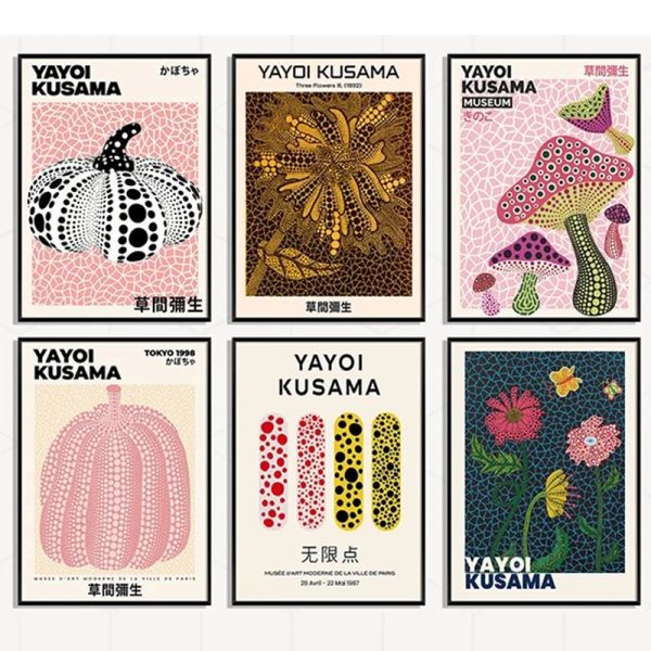 Аннотация японские минималистские плакаты yayoi kusama canvas картины искусство печанее стены на стенах художественная картина для гостиной офис декор дома декор