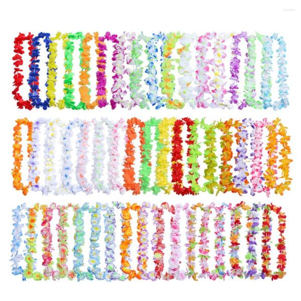 Fiori decorativi 50pcs/pacchetto ornamenti artificiali decorazioni per leis party leggero estate di seta in seta collana di ghirlanda fantasia