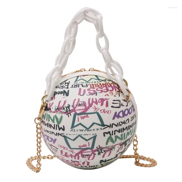 Umhängetaschen PU Leder Messenger Crossbody Handtaschen Persönlichkeit Alphabet Graffiti Basketball für Frauen lässige kleine Totes