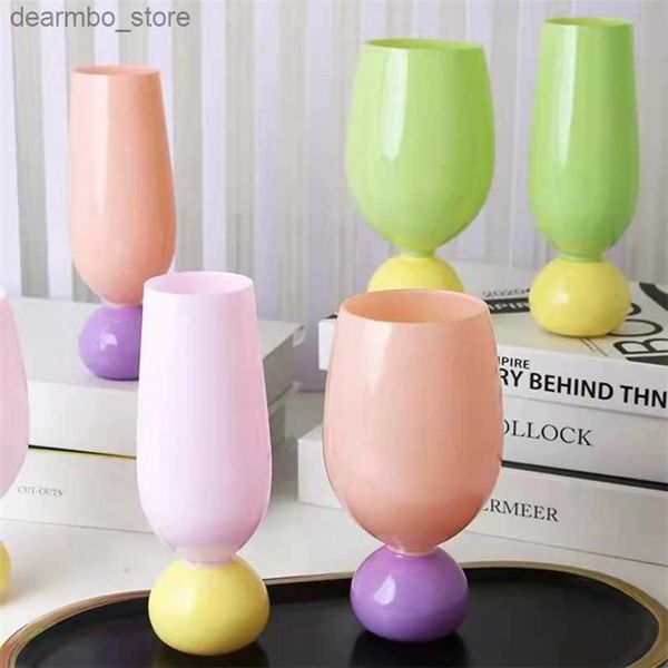 Bicchieri da vino moderni middy crema antichi color rosso vino lass semplice tulipano fresco ins bere latte bevanda succo di succo d'acqua per la casa tazza di acqua l49