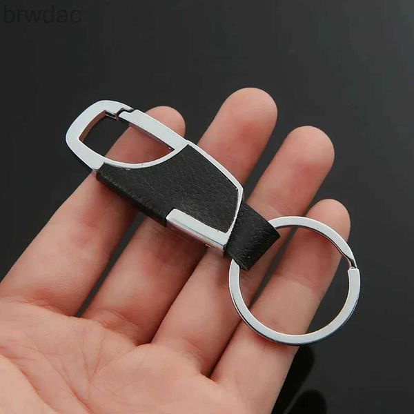 Ключевые кольца Men Cu Кожаный кожаный брелок против Lost Business Heavy Duty Metal Car Keyrings Простая талия подвешивающие клавиши держатель для парня подарки 240412