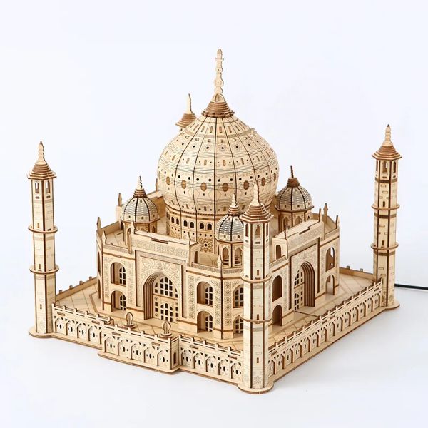 3D puzzle casa in legno modella Royal Castle Taj Mahal con giocattolo di assemblaggio in legno leggero per bambini kit modello fai -da -te per regali per regali