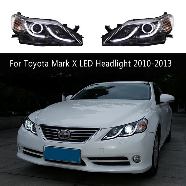 Frontlampe für Toyota Mark X LED Scheinwerfer 10-13 DRL Daytime Running Lights Streamer Blinkerantriebsscheinwerfer Scheinwerfer High Beam Angel Eyes