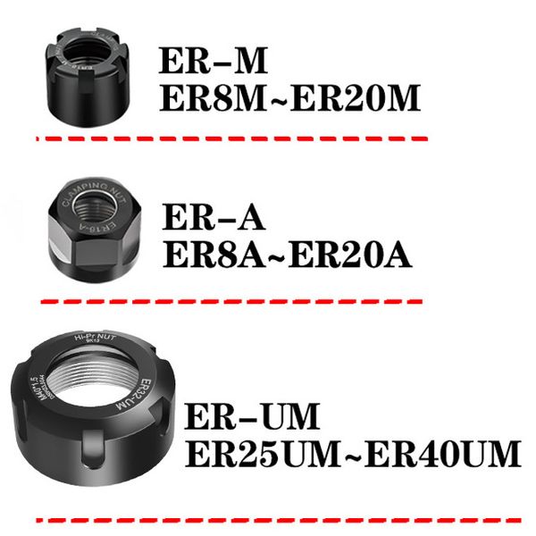 OUIO ER8 ER11 ER16 ER20 ER25 ER32 ER40 DADA A M UM ER DADO CNC NACHIO NATURA IN INCISTA ALLA MACCHINA ER COLLET DADO PER STRUMI DI TETTO